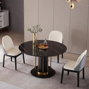 Masa dining din piatra sinterizata si inox 8k Rotunda Lux - DT2239 lussoline