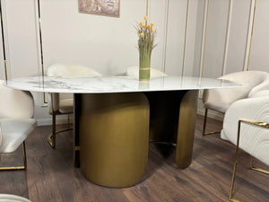 Masa dining din piatra sinterizata si inox Imperial - DT2149 lussoline