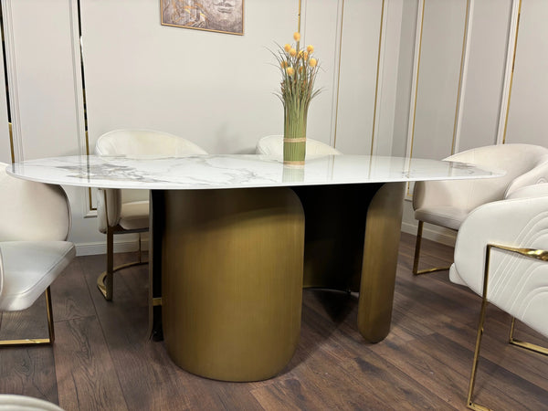 Masa dining din piatra sinterizata si inox Imperial - DT2149 lussoline