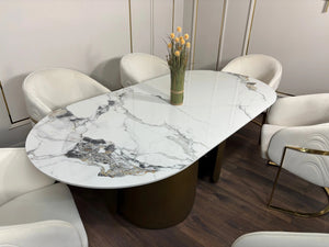 Masa dining din piatra sinterizata si inox Imperial - DT2149 lussoline