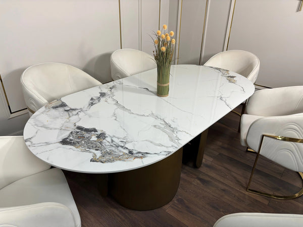 Masa dining din piatra sinterizata si inox Imperial - DT2149 lussoline