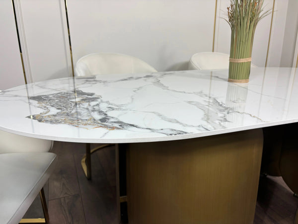 Masa dining din piatra sinterizata si inox Imperial - DT2149 lussoline