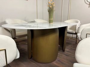 Masa dining din piatra sinterizata si inox Imperial - DT2149 lussoline