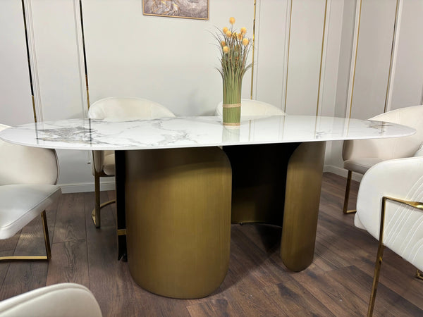 Masa dining din piatra sinterizata si inox Imperial - DT2149 lussoline