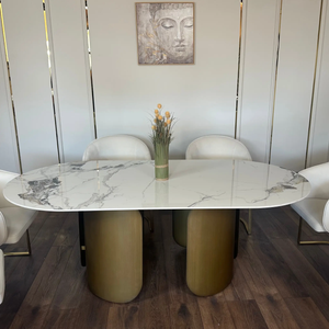 Masa dining din piatra sinterizata si inox Imperial - DT2149 lussoline