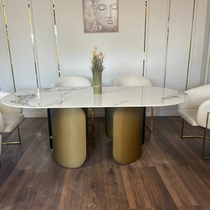 Masa dining din piatra sinterizata si inox Imperial - DT2149 lussoline