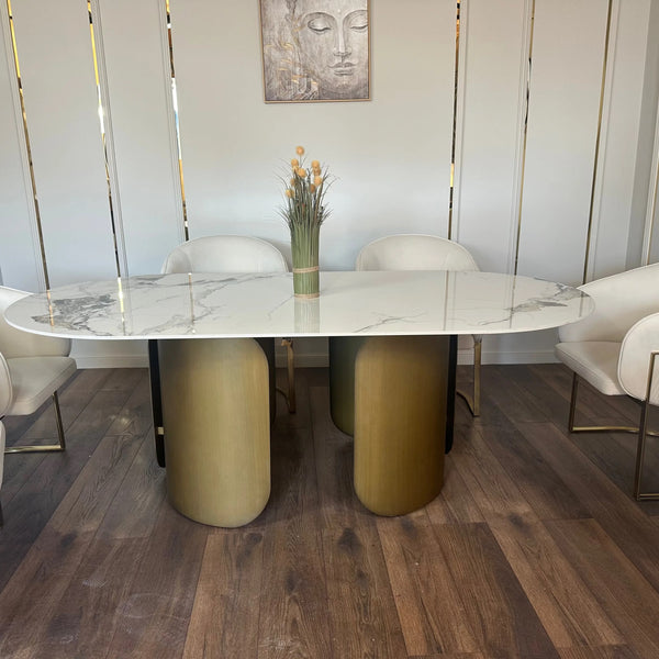 Masa dining din piatra sinterizata si inox Imperial - DT2149 lussoline