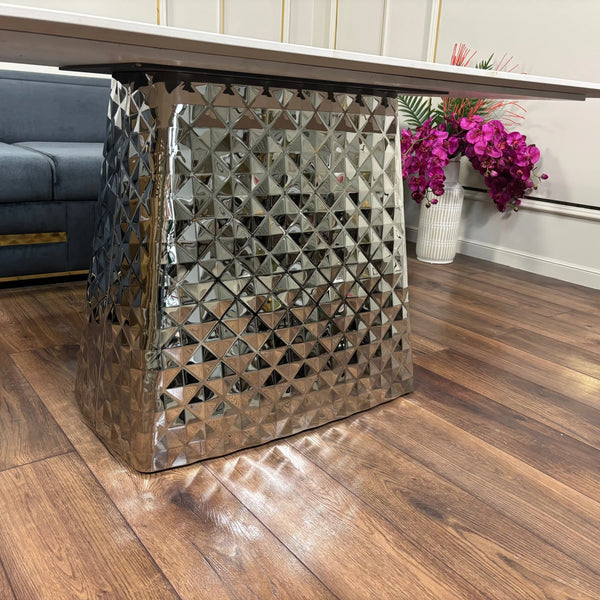 Masa dining din piatra sinterizata, lemn si inox Kallisto - KM182 Lussoline