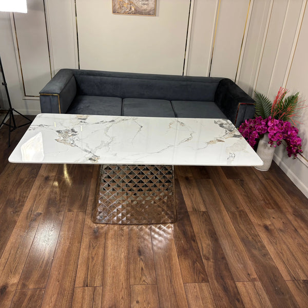 Masa dining din piatra sinterizata, lemn si inox Kallisto - KM182 Lussoline