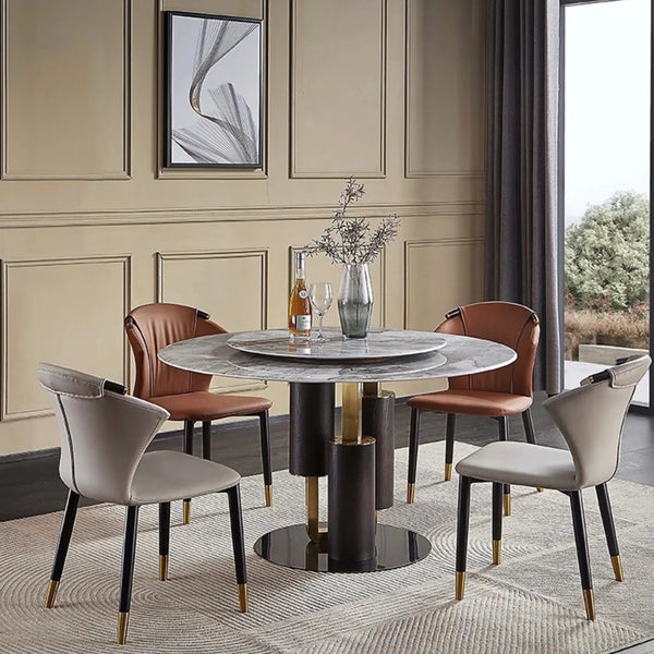 Masă dining rotundă din piatră sinterizată și inox 8k Luna  - DT2224 lussoline