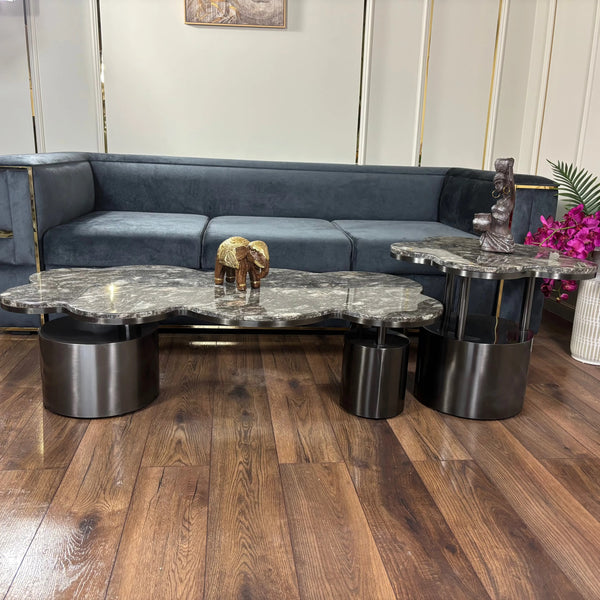 Masuta cafea din marmura artificiala si inox Cressida - CT1967 Lussoline