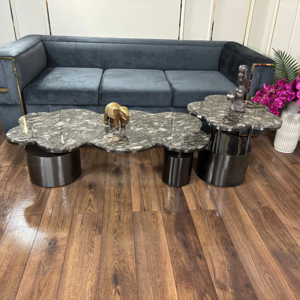 Masuta cafea din marmura artificiala si inox Cressida - CT1967 Lussoline