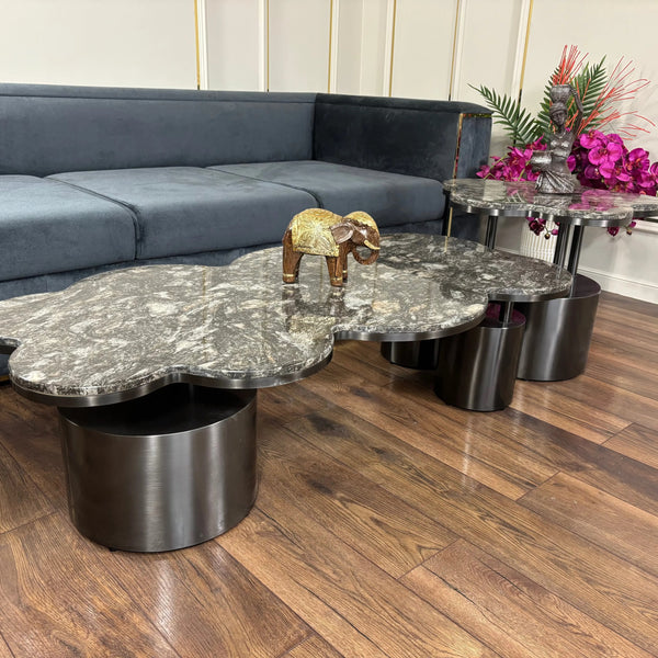 Masuta cafea din marmura artificiala si inox Cressida - CT1967 Lussoline