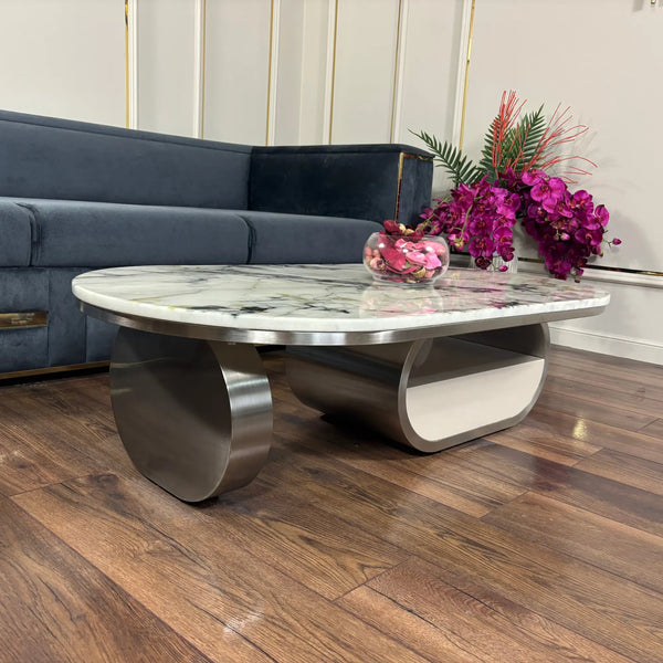 Masuta cafea din piatra sinterizata si inox Opal - CT8018 lussoline