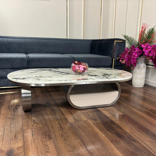 Masuta cafea din piatra sinterizata si inox Opal - CT8018 lussoline