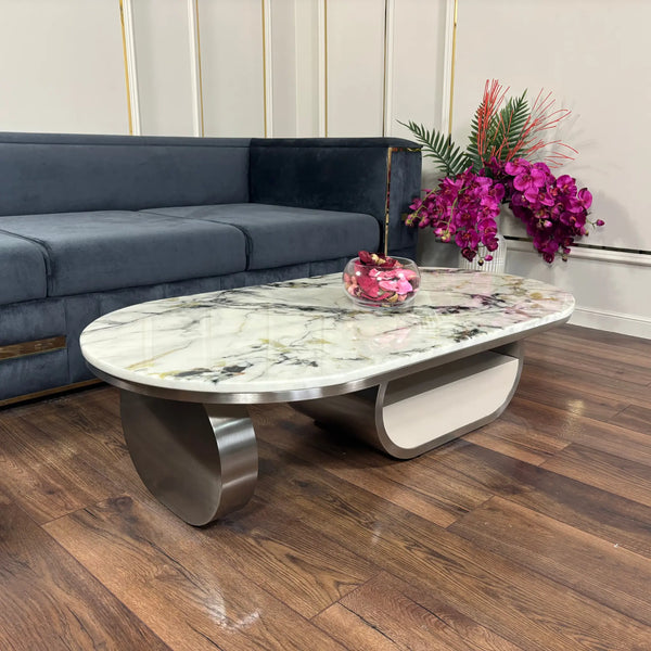 Masuta cafea din piatra sinterizata si inox Opal - CT8018 lussoline