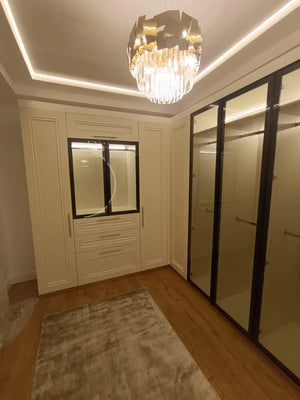Rama cu maner negru mat pentru usi sticla , lungime 3 m - lussoline