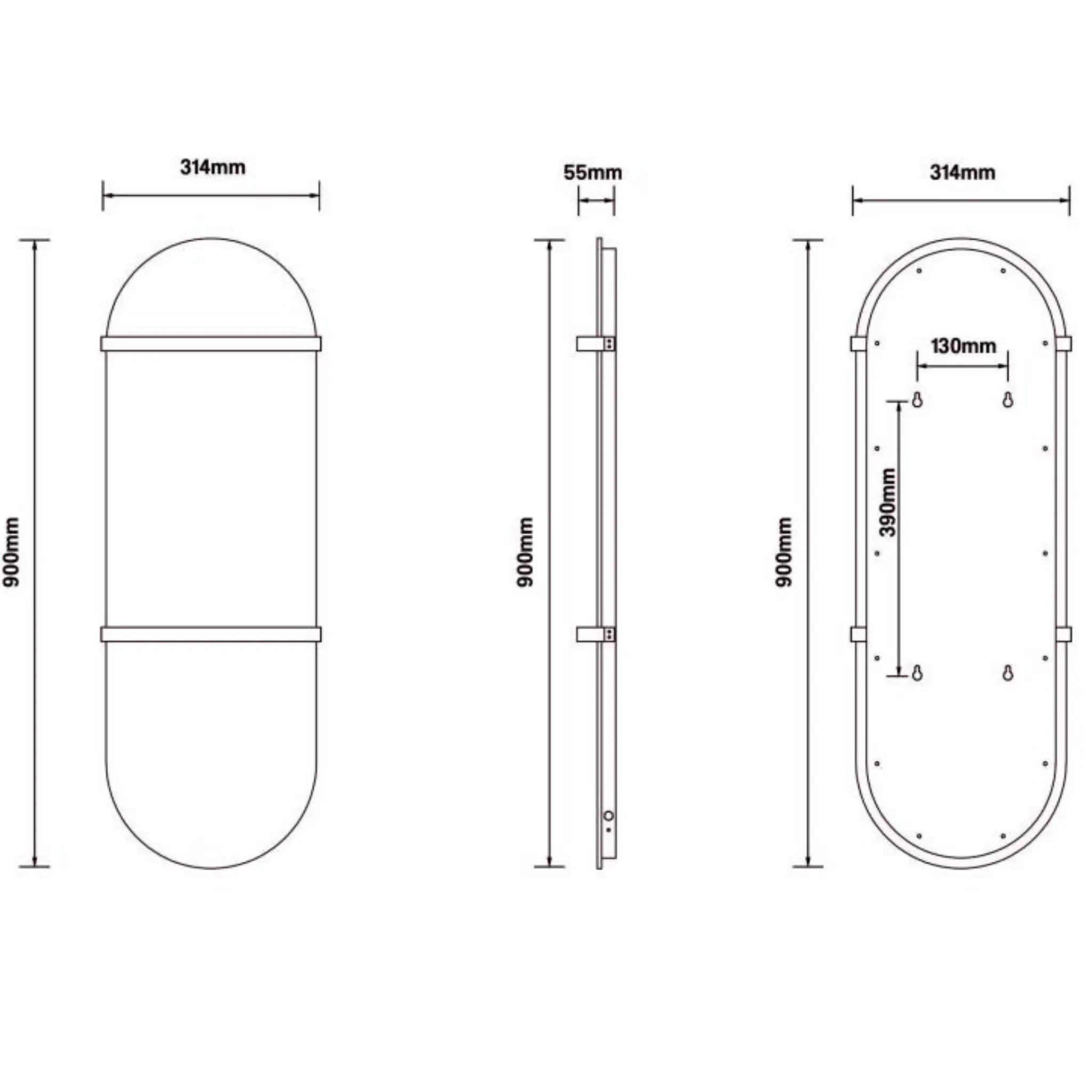 Radiator electric STONELINE ROUND, 900×300, cu aspect de piatră, oval – alb Lussoline