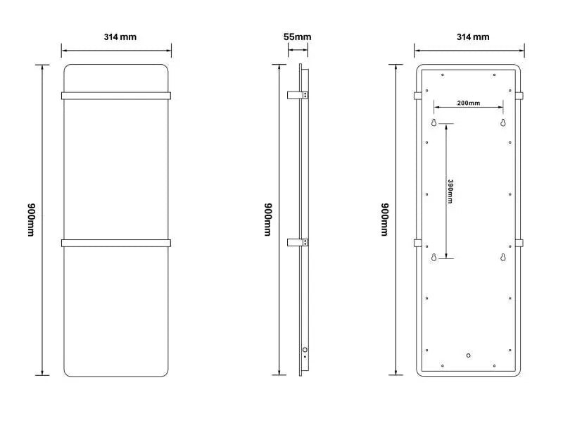 Radiator electric STONELINE, 900×300, cu aspect de piatră, dreptunghiular – alb Lussoline