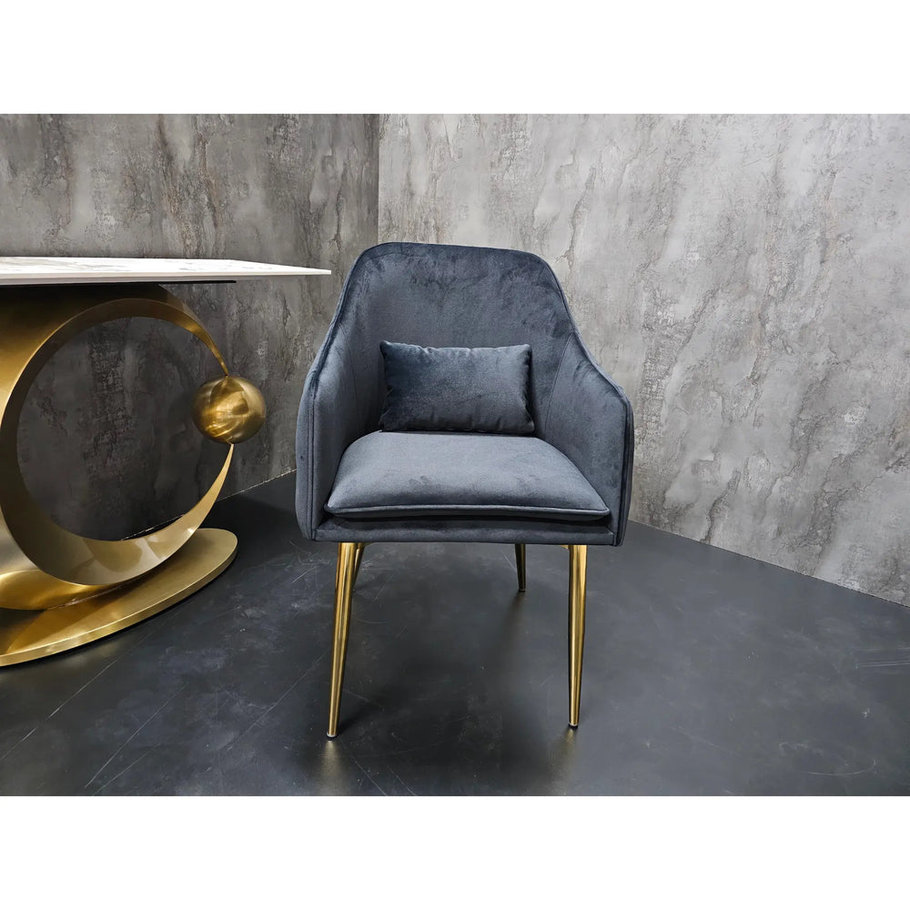 Scaun dining din catifea și picioare metalice Catania negru - C1268 lussoline