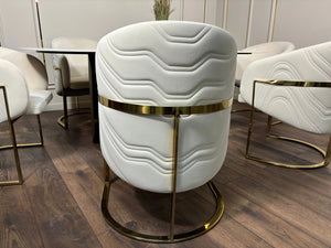 Scaun dining stofa, burete si inox Rivoli - C2329 lussoline