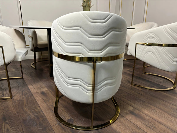 Scaun dining stofa, burete si inox Rivoli - C2329 lussoline