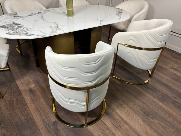 Scaun dining stofa, burete si inox Rivoli - C2329 lussoline