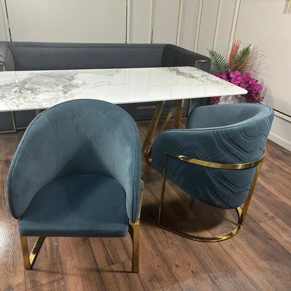 Scaun dining stofa, burete si inox Rivoli - C2329 lussoline