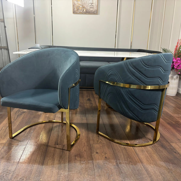 Scaun dining stofa, burete si inox Rivoli - C2329 lussoline