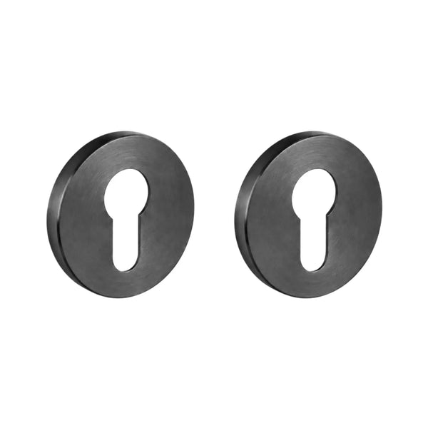 Set 2 rozete pentru ușă cu cilindru Viefe Brooklyn, negru titan, Ø 55 mm