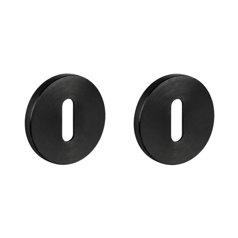 Set 2 rozete pentru ușă de cameră Viefe Brooklyn, negru periat, Ø 55 mm