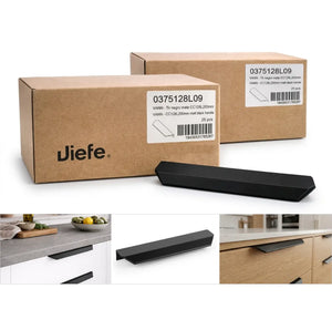 Set 50 de mânere mobilier Viefe Vann, negru mat, 200 mm (interax 128 mm)
