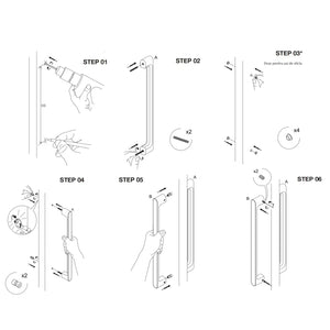 Set mânere spațiale duble Viefe Boto Big, alamă cava periată, 1122 mm (interax 1024 mm) - imagine 5