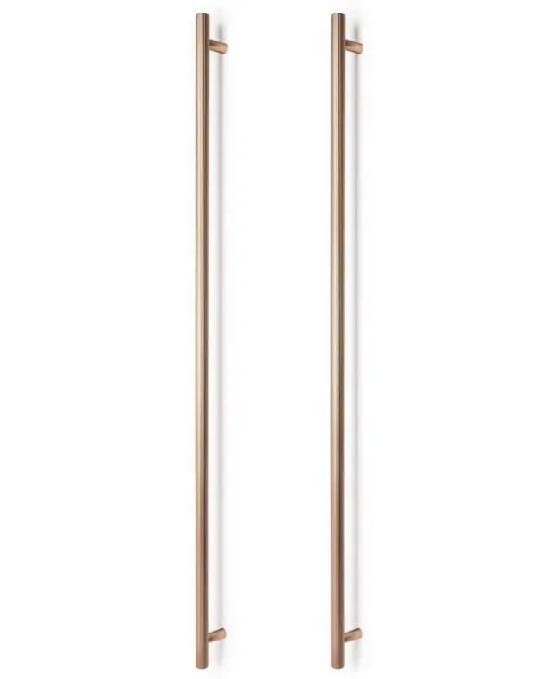 Set mânere spațiale duble Viefe Boto Big, alamă cava periată, 1122 mm (interax 1024 mm)