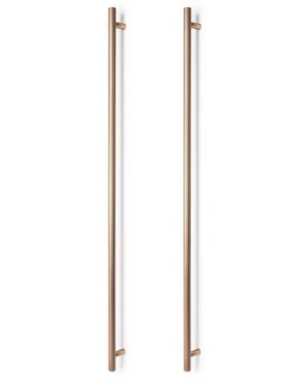 Set mânere spațiale duble Viefe Boto Big, alamă cava periată, 1122 mm (interax 1024 mm)