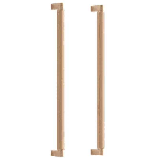Set mânere spațiale duble Viefe Brooklyn Big, alamă cava periată, 466 mm (interax 448 mm)