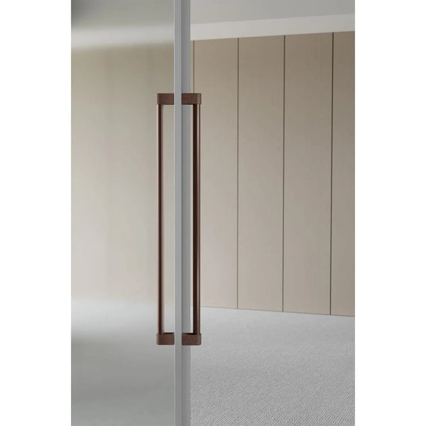 Set mânere spațiale duble Viefe Casey Big, maro metalic texturat și bronz mat, 768 mm (interax 736 mm) - imagine 3