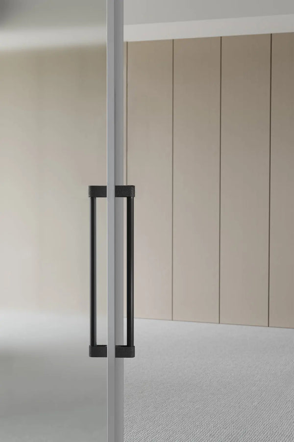 Set mânere spațiale duble Viefe Casey Big, negru lava texturat și negru mat, 448 mm (interax 416 mm) - imagine 3