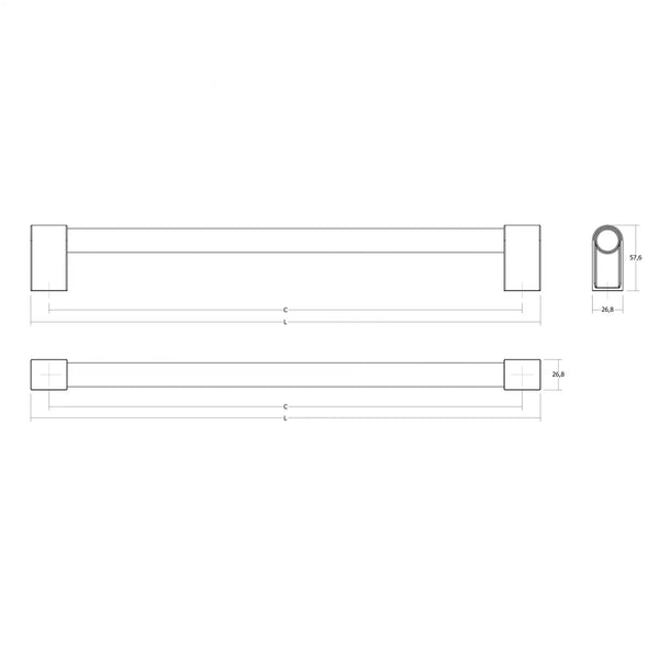 Set mânere spațiale duble Viefe Casey Big, negru lava texturat și negru mat, 448 mm (interax 416 mm) - imagine 4
