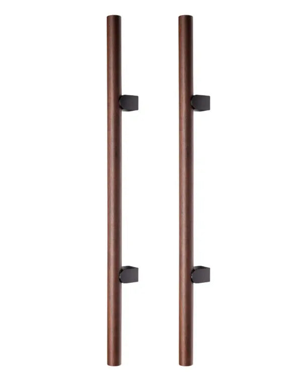 Set mânere spațiale duble Viefe Kumo Wood Big One, nuc și negru titan, 878 mm (interax 448 mm)