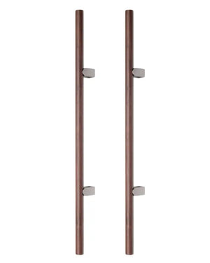Set mânere spațiale duble Viefe Kumo Wood Big One, nuc și oțel inoxidabil, 1596 mm (interax 1056 mm)