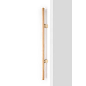 Set mânere spațiale duble Viefe Kumo Wood Big One, stejar și alamă periată, 878 mm (interax 448 mm) - imagine 2