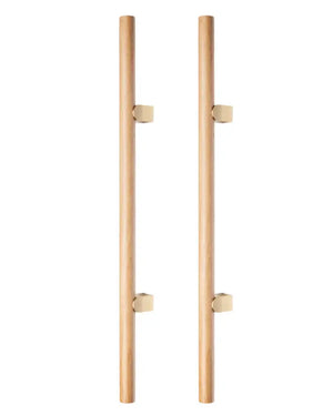 Set mânere spațiale duble Viefe Kumo Wood Big One, stejar și alamă periată, 878 mm (interax 448 mm)