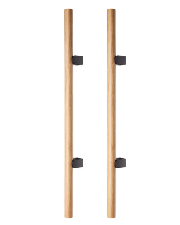 Set mânere spațiale duble Viefe Kumo Wood Big One, stejar și negru titan, 878 mm (interax 448 mm)