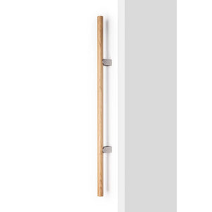 Set mânere spațiale duble Viefe Kumo Wood Big One, stejar și oțel inoxidabil, 1596 mm (interax 1056 mm) - imagine 2