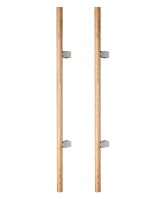 Set mânere spațiale duble Viefe Kumo Wood Big One, stejar și oțel inoxidabil, 1596 mm (interax 1056 mm)