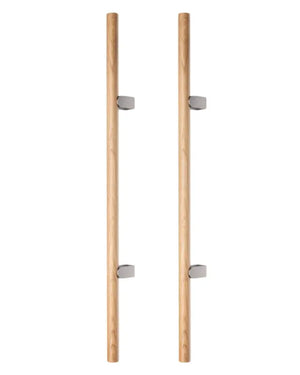 Set mânere spațiale duble Viefe Kumo Wood Big One, stejar și oțel inoxidabil, 1596 mm (interax 1056 mm)