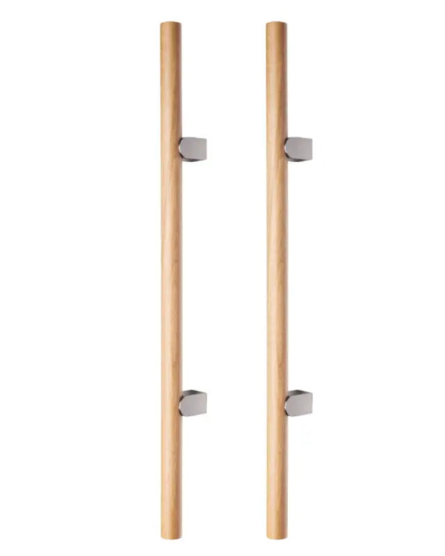 Set mânere spațiale duble Viefe Kumo Wood Big One, stejar și oțel inoxidabil, 878 mm (interax 448 mm)