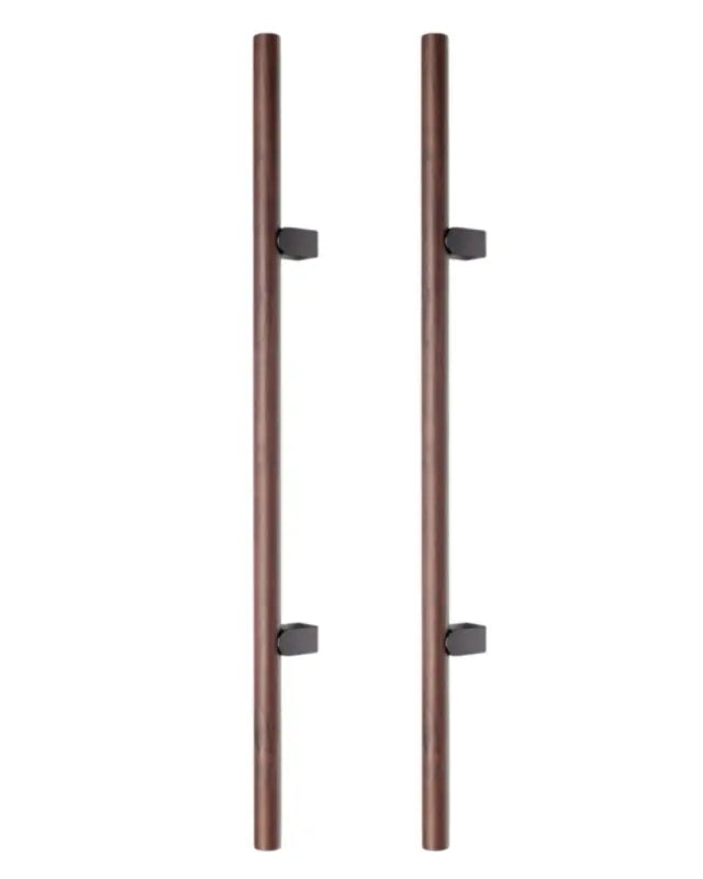 Set mânere spațiale duble Viefe Kumo Wood Big, nuc și negru titan, 1010 mm (interax 640 mm)