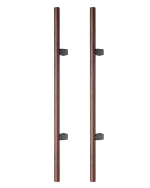 Set mânere spațiale duble Viefe Kumo Wood Big, nuc și negru titan, 1010 mm (interax 640 mm)
